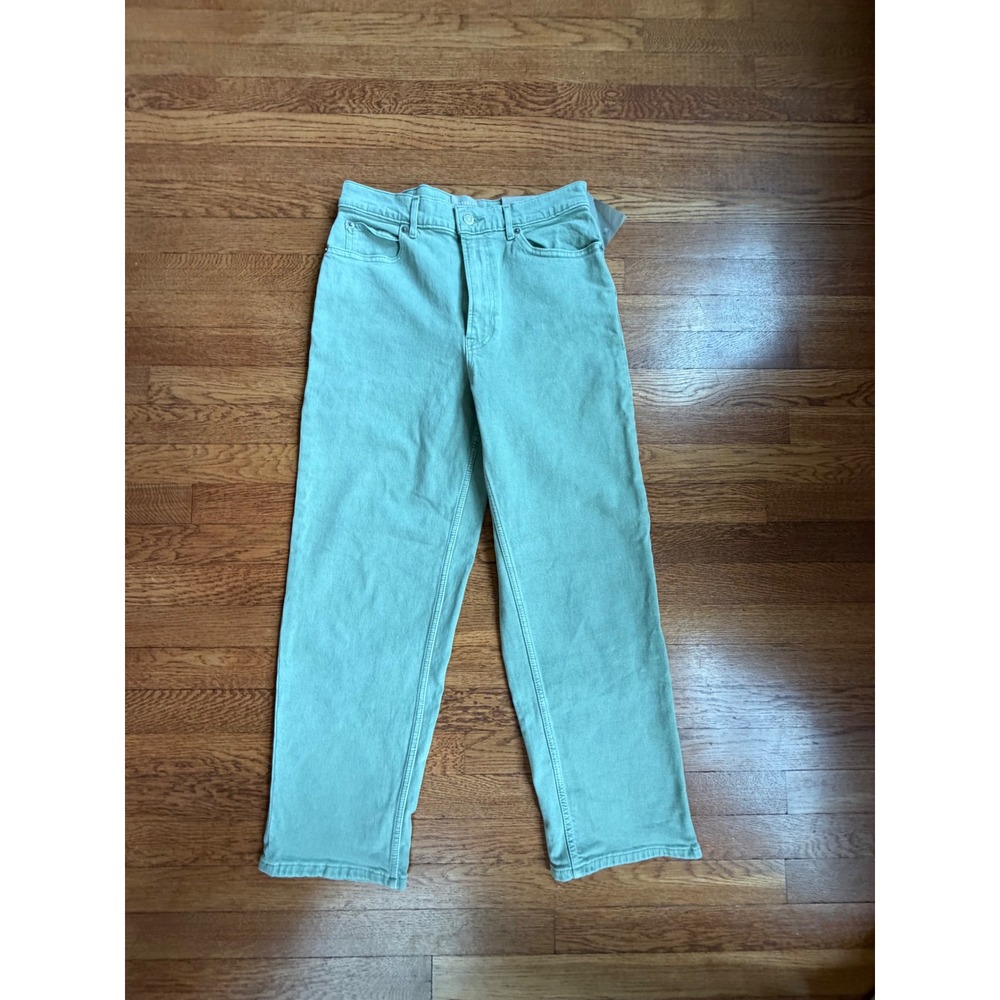 Everlane The Way-High Jean Sage Green Straight Leg Organic Cotton Denim Size 29